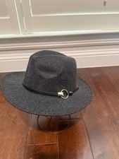 Men's Grey Gray Black Belted Style Wool Blend Rancher Felt Western Fedora Style