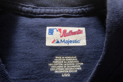 MLB ATLANTA BRAVES BASEBALL 90s Y2K VTG 100% COTTON T SHIRT MAJESTIC SZ L 2012 - Picture 7 of 7