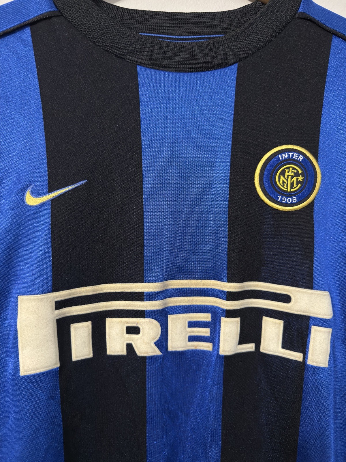 Vintage 1999-2000 Nike Inter Milan Ronaldo Home Soccer Jersey made In uk size L  thumbnail 5