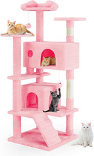 54 Inch Cat Tree Tower with Natural Sisal Scratching Post - Pink