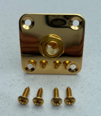 Gibson Les Paul Type Guitar Jack Plate + 1/4" Jack Socket - Gold, with screws