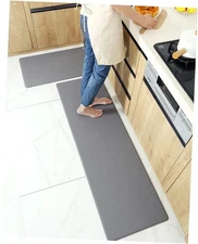  Kitchen Mats, Anti-Fatigue Floor Mat, 2PCS 17.3x47+17.3x29inches Pv10-grey