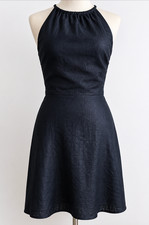 Reformation Mabli Linen Dress Mini Halter Open Back Cutout Dress Size 6