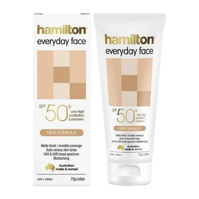Hamilton Everyday Face Sonnenschutzlotion SPF50+ 75 g, mattes Finish, hoher Schu