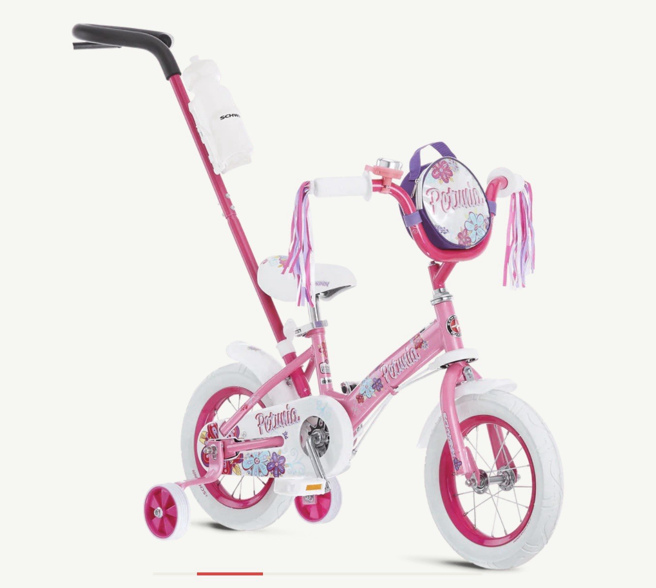 Schwinn  Girls 12&rdquo; Bike Beginner, Pink, Training Wheels. Push & Steer