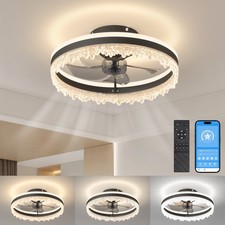 16" LED Ceiling Fan Light Modern Flush Mount Fixture Kit with Remote APP Control