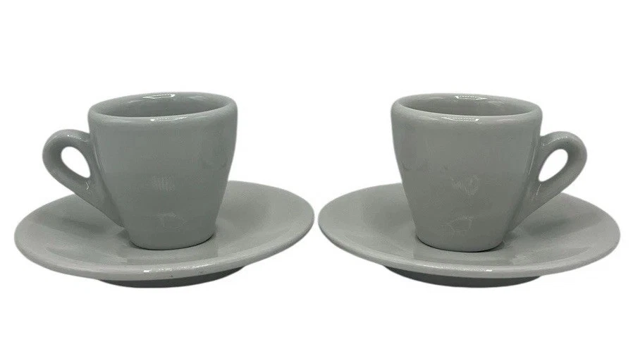 Nuova Point Espresso Set Of 2 Cups & Saucers Italy Classic Restaurant White Mug - Image 3 of 4