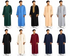 Moroccan Gondura Thobe Men  s Premium Eid Outfit Kaftan Jalabiya All Sizes S-XXL