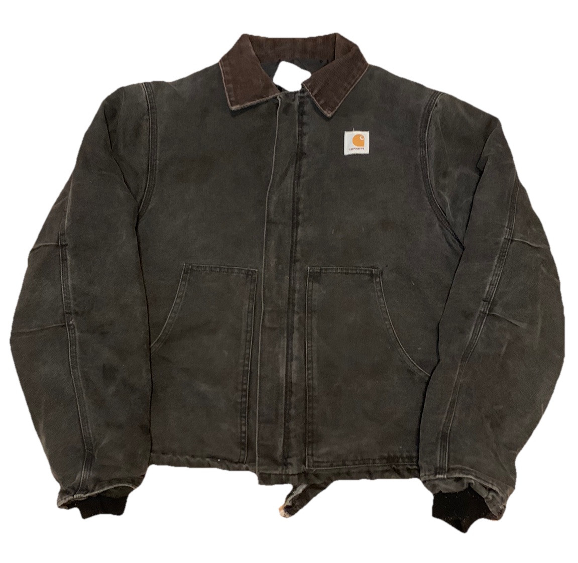 Vintage Carhartt J02 BLK Canvas Work Jacket As Is Worn Flaws