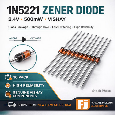 5 PCS VISHAY 1N5221B Zener  Diode | IN5221B | 2.4V, 500 mW, DO-35 | US Ship