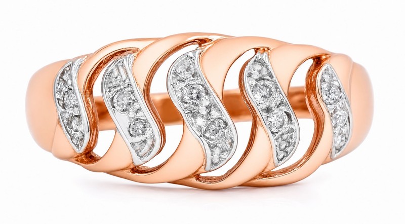 GENUINE DIAMOND DOME RING 10K SOLID ROSE GOLD - Made in USA - Free Appraisal
