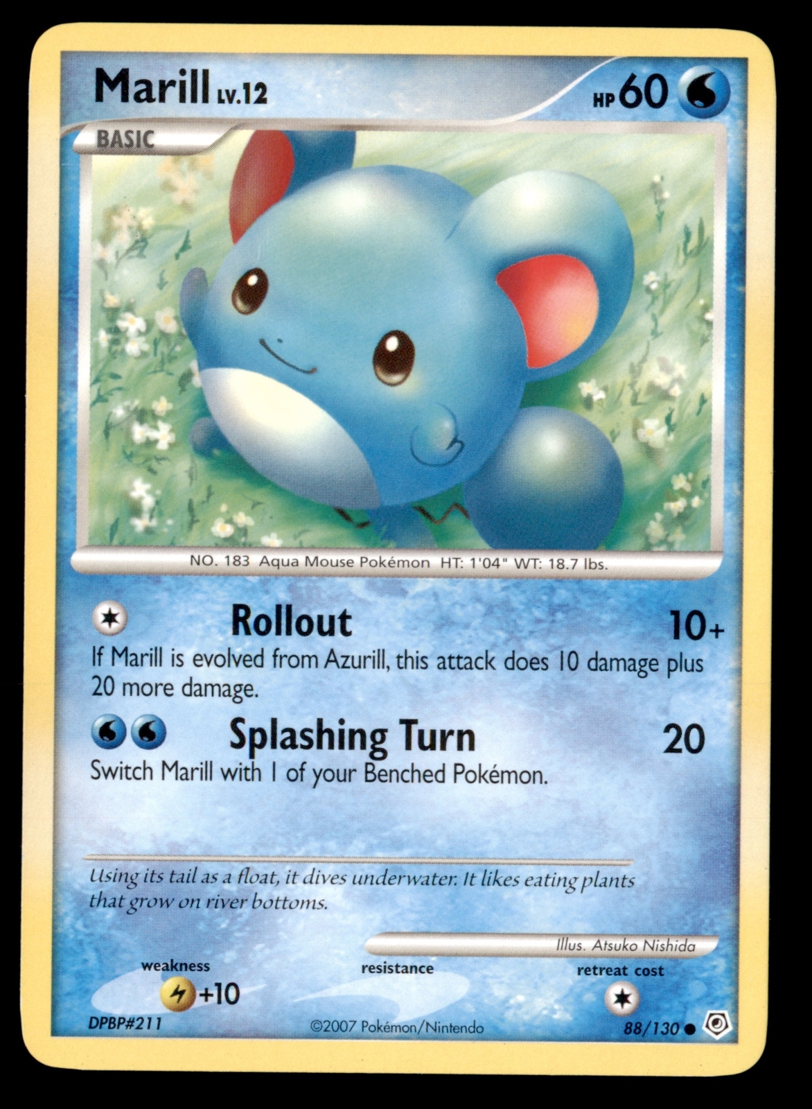 Pokemon Card Marill LV.12 Diamond & Pearl 88/130 NEAR MINT Non-Holo Common TCG!!