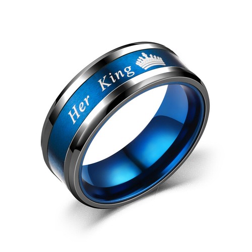 6mm 8mm Couple Ring Lover Ring His Queen Her King Rings Wedding Engagement Band - Picture 8 of 9