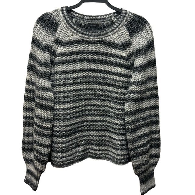 Halogen Womens Metallic Striped Sweater Size XL Rich Black