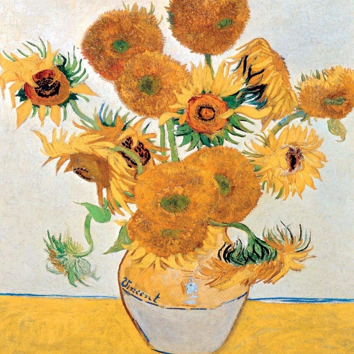 Vincent Van Gogh Sunflowers Blank Greetings Card - Beautiful Illustrated Artwork