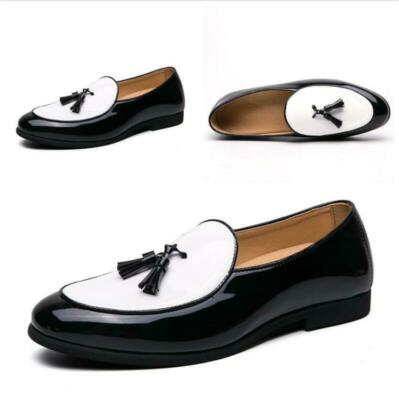 British Men Faux Leather  Slip on Pointy Toe Shoes Dress Club Oxfords Plus Size