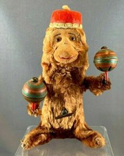 Rare Vintage Mid-Century Wind-up Mohair Monkey Shaking His Maracas, Japan
