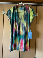 NEW SIMPLY VERA VERA WANG Multicolored V-Neck Shirt size S Small WITH TAGS