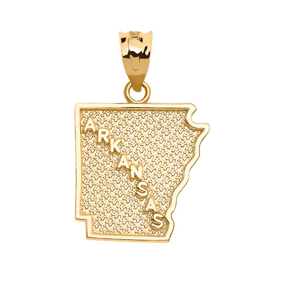 Gold Arkansas State Map Pendant Necklace(Availbale In Yellow/Rose/White