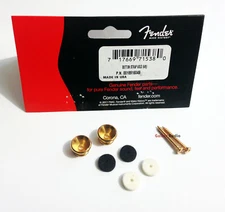 Genuine Fender "Vintage Style" Guitar & Bass Strap Buttons Set/Kit/Pair - GOLD
