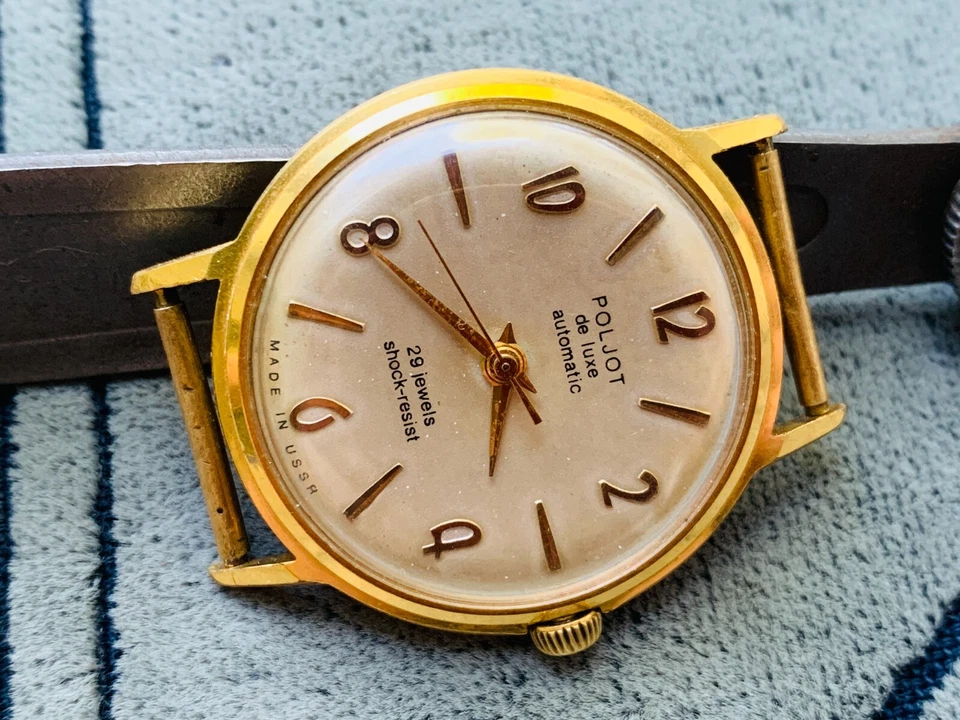 Reloj Coleccionable Poljot De Luxe 29 Joyas Automático Au20 Chapado en Oro 1 MChZ/uhr Foto 4 de 4