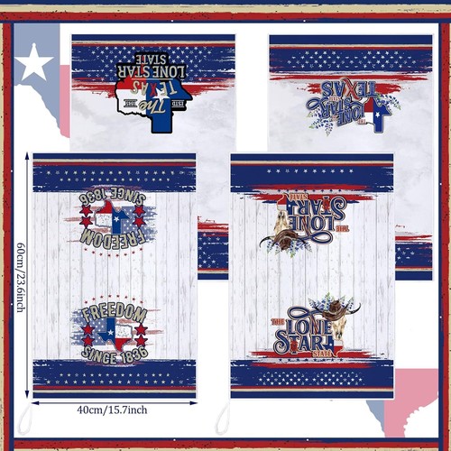 6 Stück Texas State Küchentuch Patriotic Star Saugfähig Handtücher Unabhängig - Bild 3 von 3