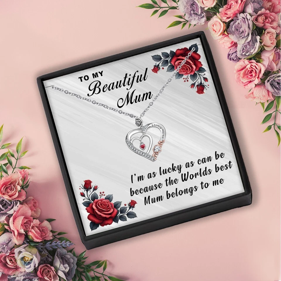 Rose Gold MUM Heart Necklace Personalised Gift For Her Mother Daughter Women UK - Image 4 of 4
