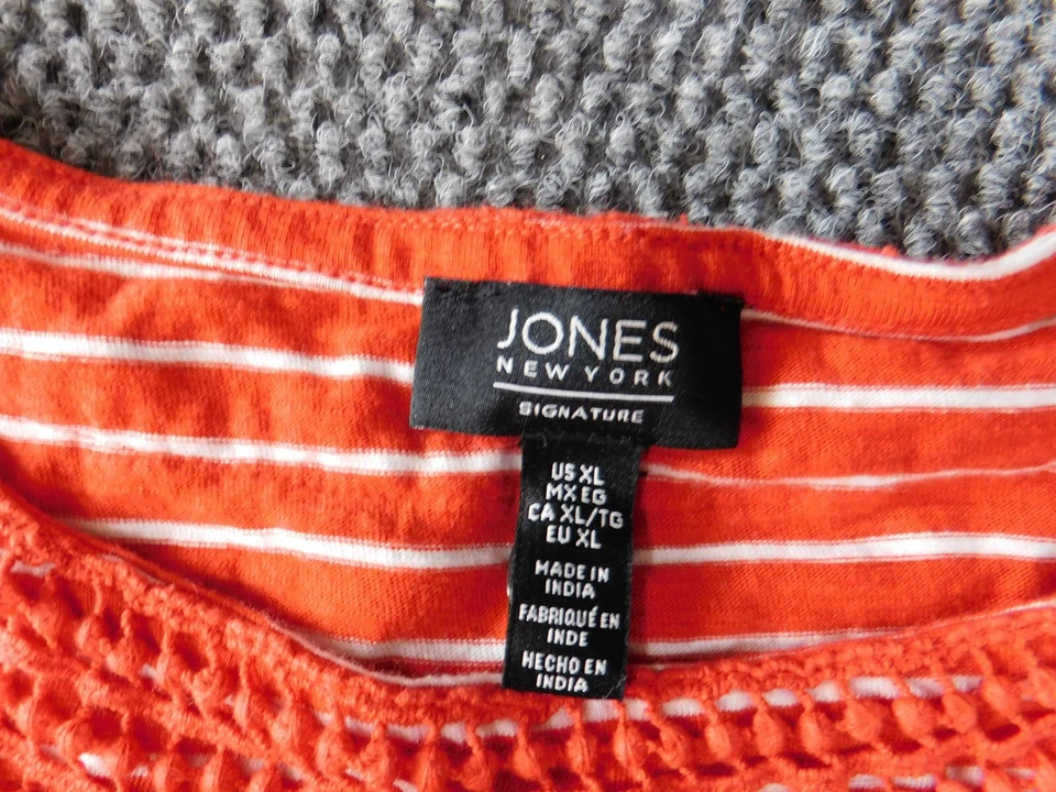 jones new york XL Extra Large top striped pullover womens laced knit cotton - Image 4 of 4