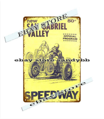 1966 New San Gabriel Valley Speedway Auto Race metal tin sign wine