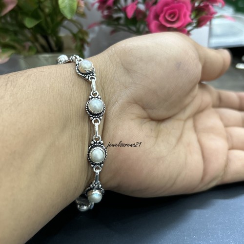 Pearl Gemstone Bracelet-925 Sterling Silver Women Stylish Bracelet & Bangle TO02 - Picture 5 of 8