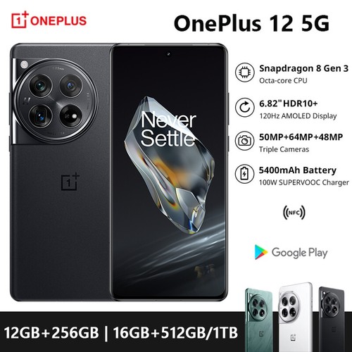 OnePlus 12 5G Snapdragon 8 Gen 3 NFC 24GB + 1024GB 100W Ładowanie 64MP Potrójne aparaty - Zdjęcie 1 z 18