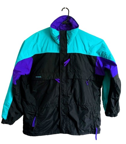 Columbia Jacket Womens XS- S Black Purple Reversible Down Parka