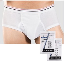 6 pc Men's White Briefs French Hem Breathable Natural Cotton Underwear