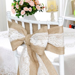 17 X 240cm Jute Dentelle Noeud De Chaises Housse Rustique Mariage