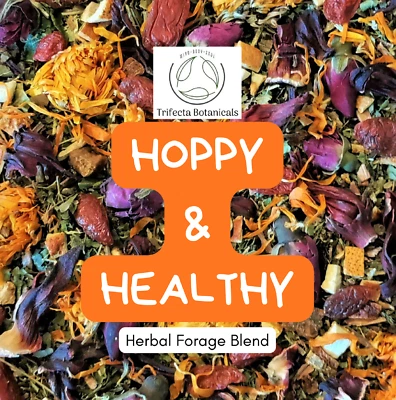 TRIFECTA BOTANICALS HOPPY & HEALTHY - Herb Forage Mix for Overall Health - Bunny Rabbit Guinea Pig