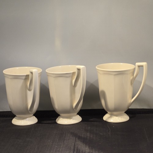 10 Strawberry Street Ivory White Footed Porcelain Coffee Tea Cup Mug set of 3 - Picture 4 of 10