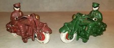 1930s Hubley Champion Cast Iron Motorcycle Police Set of 2 reproductions