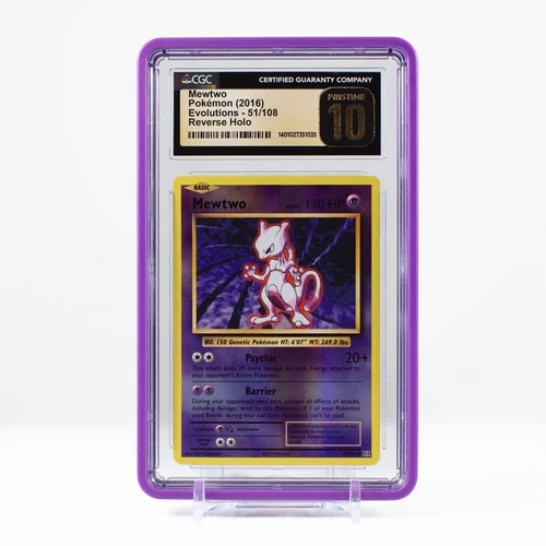 Pokémon Mewtwo Reverse Holo 51/108 XY Evolutions - CGC 10 PRISTINE - POP 1