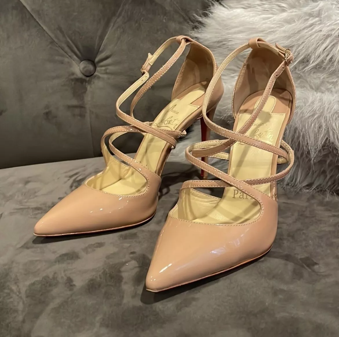 Christian Louboutin 100 Beige Leather Pumps Size 36 | eBay