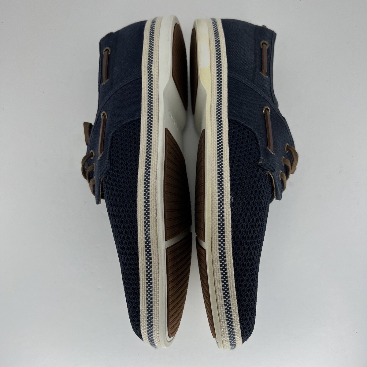 Aldo Shoes Navy Blue Mesh Canvas Shoes Mens Size 10.5 Brown 
