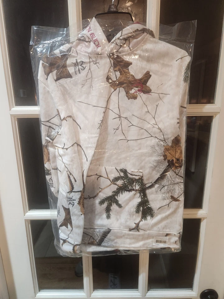 REALTREE SNOW WHITE CAMOUFLAGE "TEN BUCK" YOUTH FLEECE LIGHT WEIGHT HOODIE NWT - Image 3 of 4