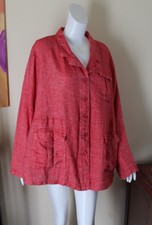 Flax 1g 1x 2x Strawberry Red Lagenlook Linen Gauze Art-to-wear Blazer Jacket