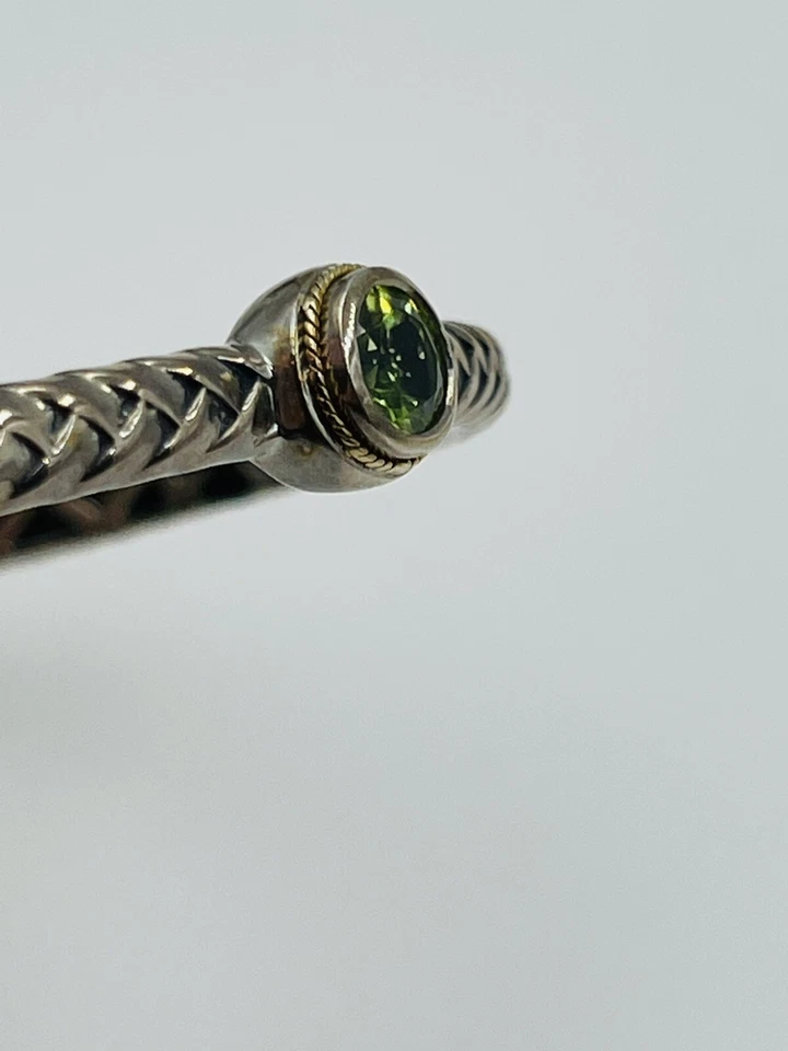 Effy Authentic Sterling Silver & 18k Gold Green Peridot Bangle Bracelet - Image 4 of 4