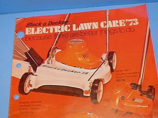 VINTAGE 1973 BLACK & DECKER ELECTRIC LAWN MOWERS LAWN CARE SALES BROCHURE 7  PGS