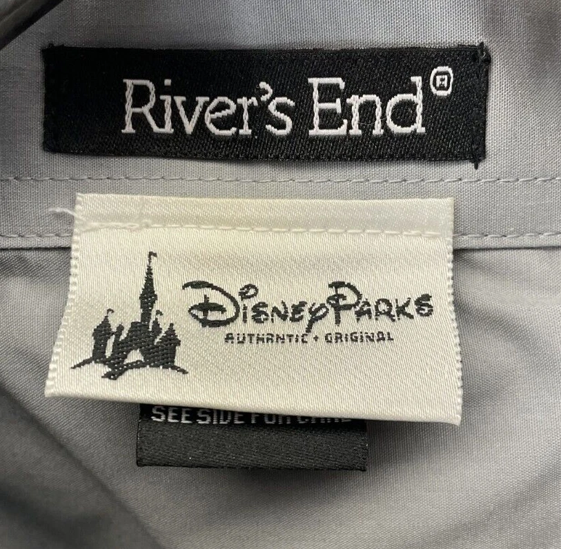 Camisa de vestir gris LG de manga larga para hombre ropa original auténtica de los parques de Disney Foto 2 de 3