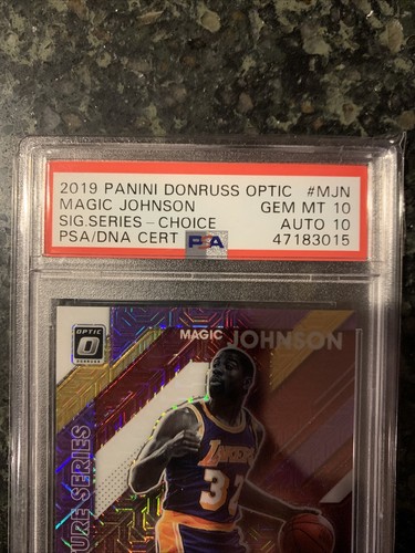2019 20 Donruss Optic Choice MAGIC JOHNSON Signature Series Auto PSA 10 *POP 1* - Foto 2 di 9