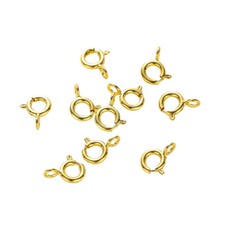 20pcs 6mm 14K / 18K Gold Plated Brass Spring Ring Clasps for Diy Jewelry Making
