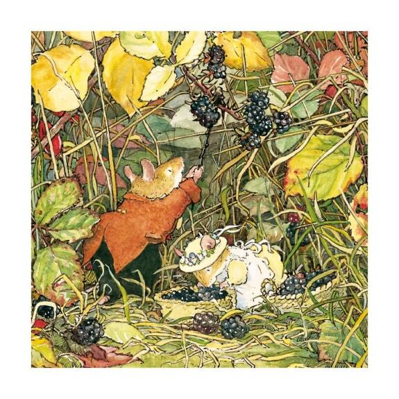 Blackberry Picking - Art Blank Greeting / Birthday Card - Mice Brambly Hedge