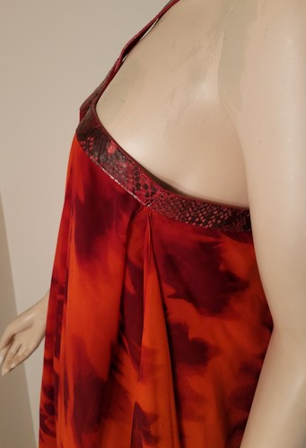 Michael Kors Silk Chiffon Red Snakeskin Strap Runway dress/maxi gown Italy sz 10 - Picture 10 of 12