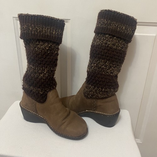 Ugg Boots 8 Cresthaven Wedge Sweater Knit Brown Womens 2.5 Inch Heel - Picture 2 of 16